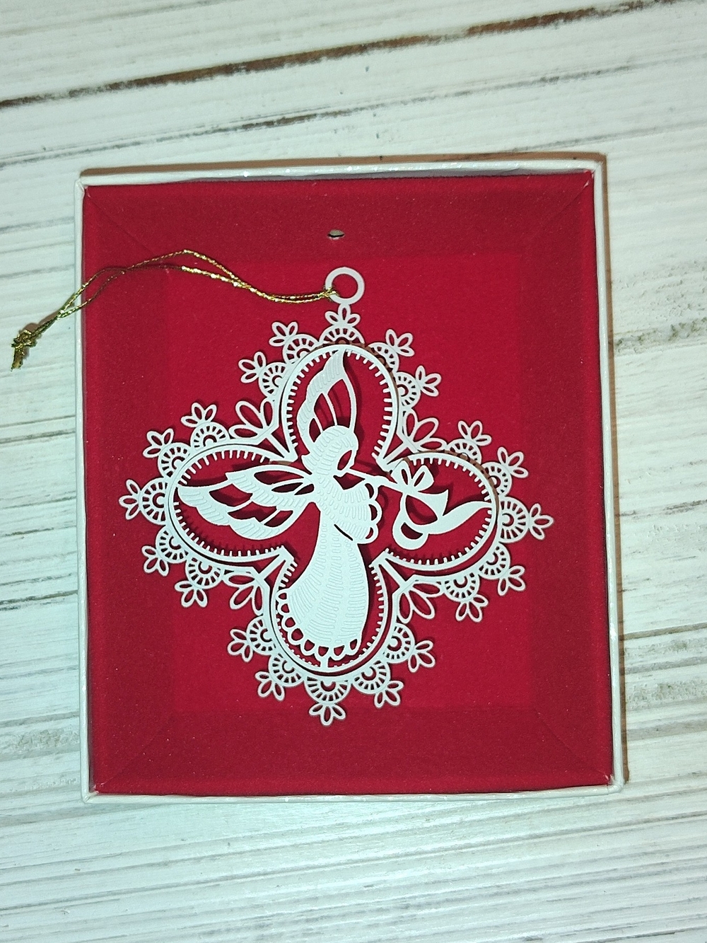 Winterlace Vintage White Angel Lace 3D Christmas Ornament.